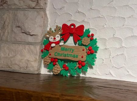 Foto de Corona navideña con reno – Merry Christmas