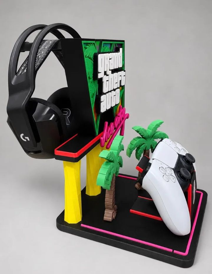 Soporte para control y audífonos – Estilo Miami retro, foto 3 de 3